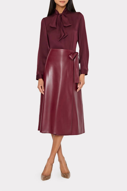 Milly - Faux Leather Bow Maxi Skirt