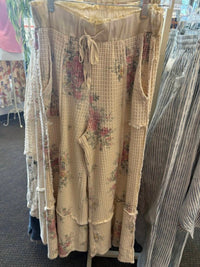 Easel - Waffle Floral Wide Leg Pant