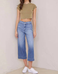 Bella Dahl Saige Wide Leg Crop Jeans in salt creek wash - women's pants - detail view