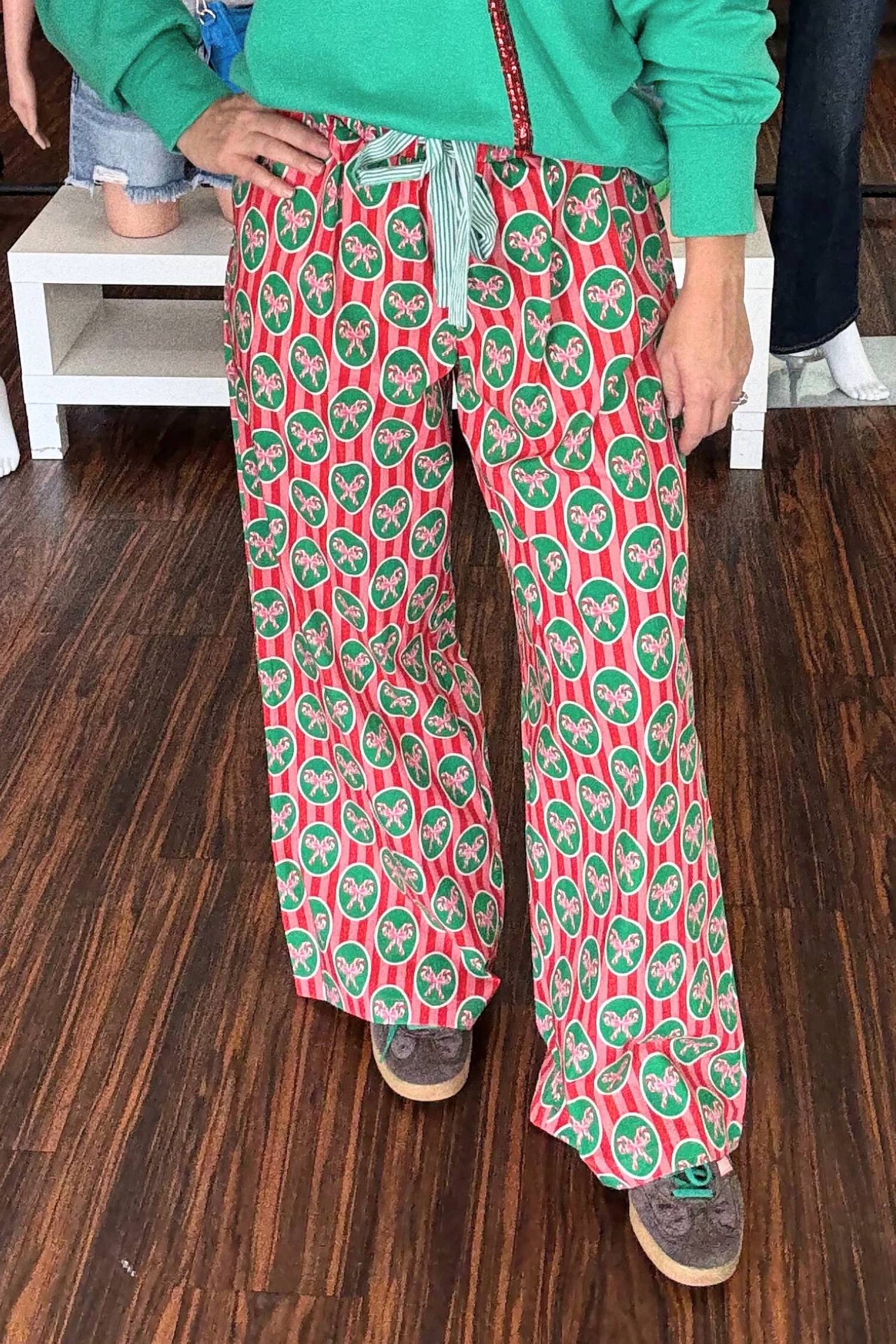 Peach Love - Christmas Print Cotton Pajama Pants