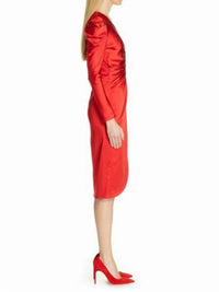 Jonathan Simkhai - Midi Puff Sleeve High Slit Satin Dress
