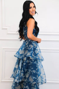 Luxxel - Cordelia High Neck Floral Ruffle Two Piece Maxi Set