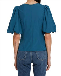 Amanda Uprichard Neveah Top in teal - women's blouse - alternate view