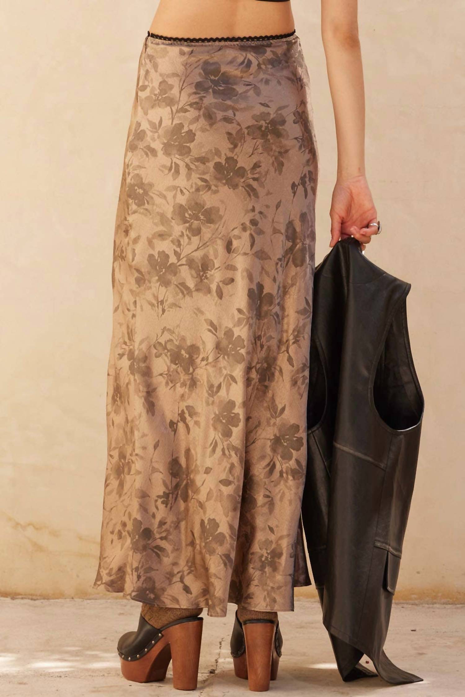 Promesa - Floral-Print Satin Maxi Skirt