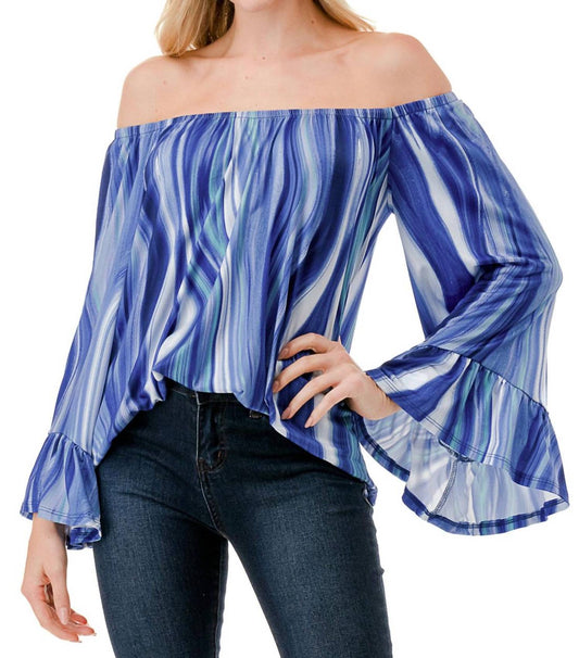 Vava - CORDELLA OFF SHOULDER TOP IN BLUE WATER COLOR