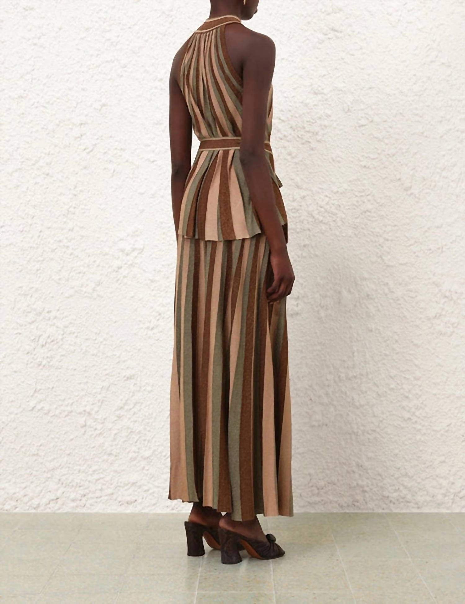 Zimmermann Hypnotic Midi Skirt in metallic green stripe - women's skirt - alternate view