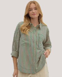 Entro - Juniper Lines Striped Button-up Top