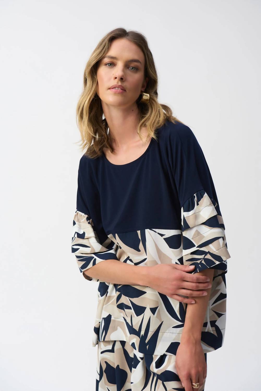 Joseph Ribkoff - Tropical Print 3/4 Sleeves Boxy Top