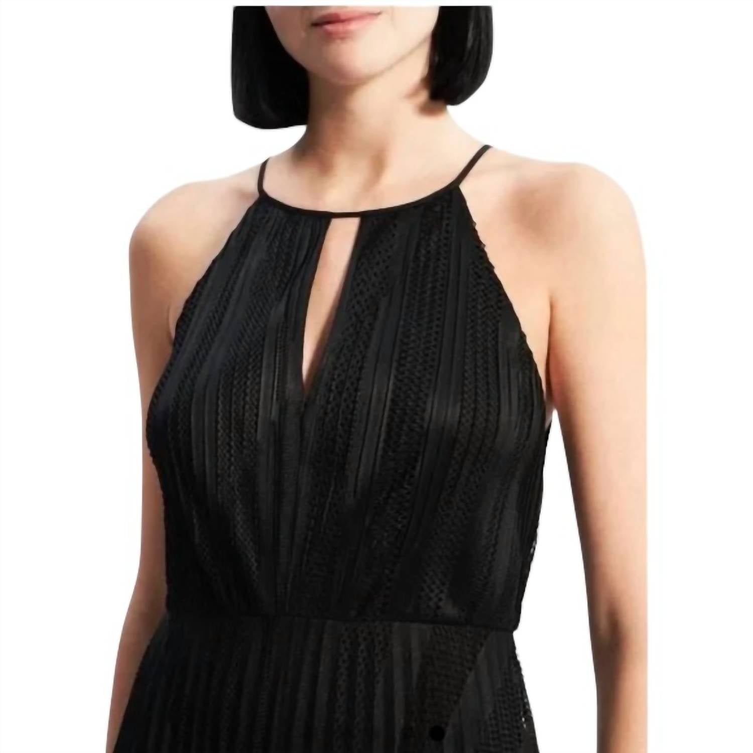 Theory - Pleated Lace Halter Midi Dress