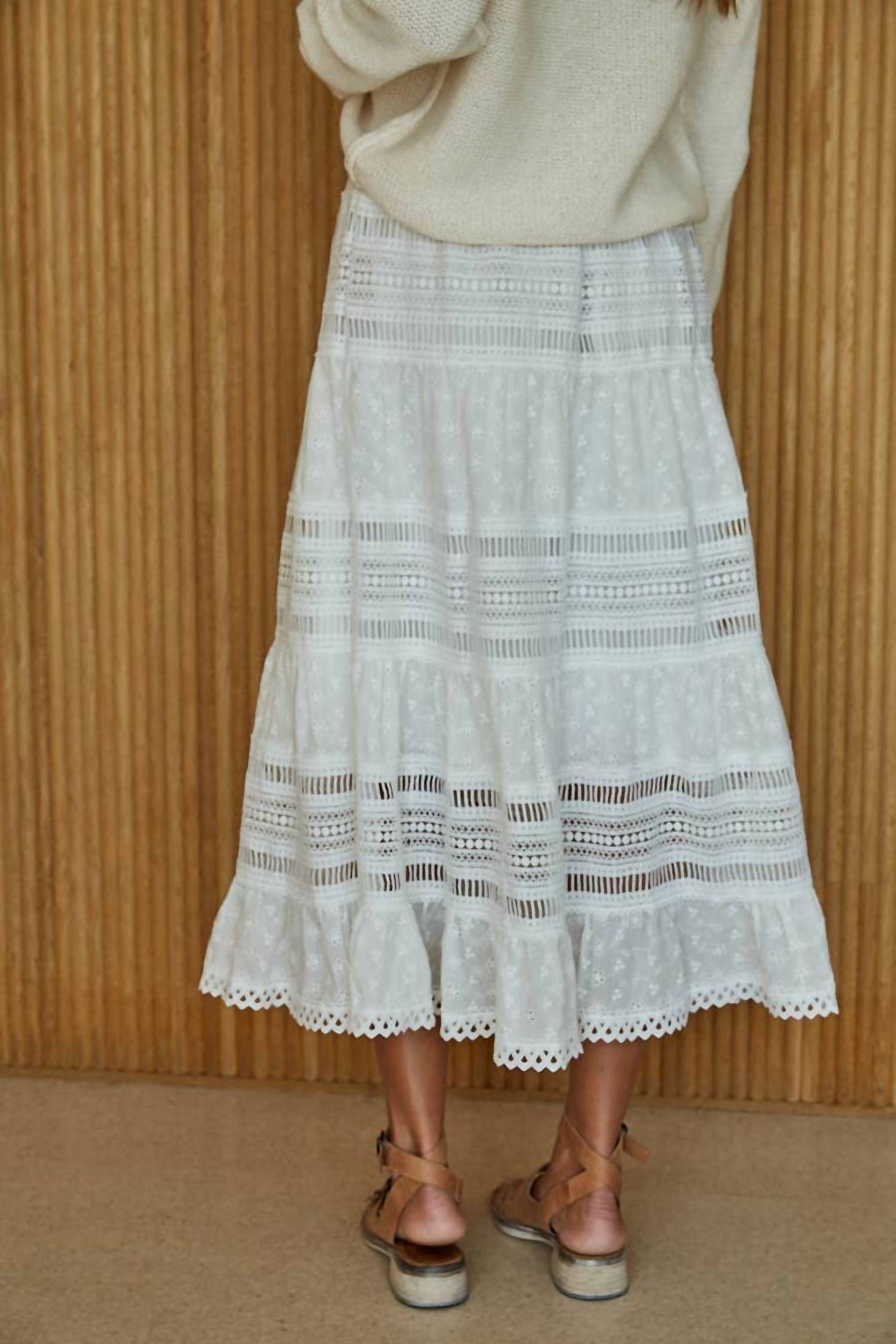 By Together - Eyelet Lace Midi Skirt