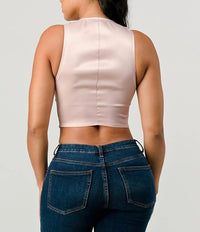 Rose Sweatheart Cropped Sequin Top