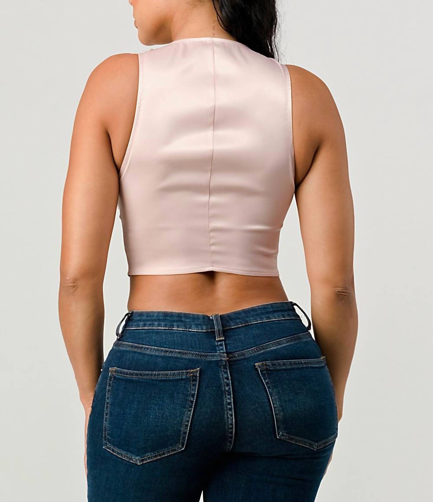 Rose Sweatheart Cropped Sequin Top