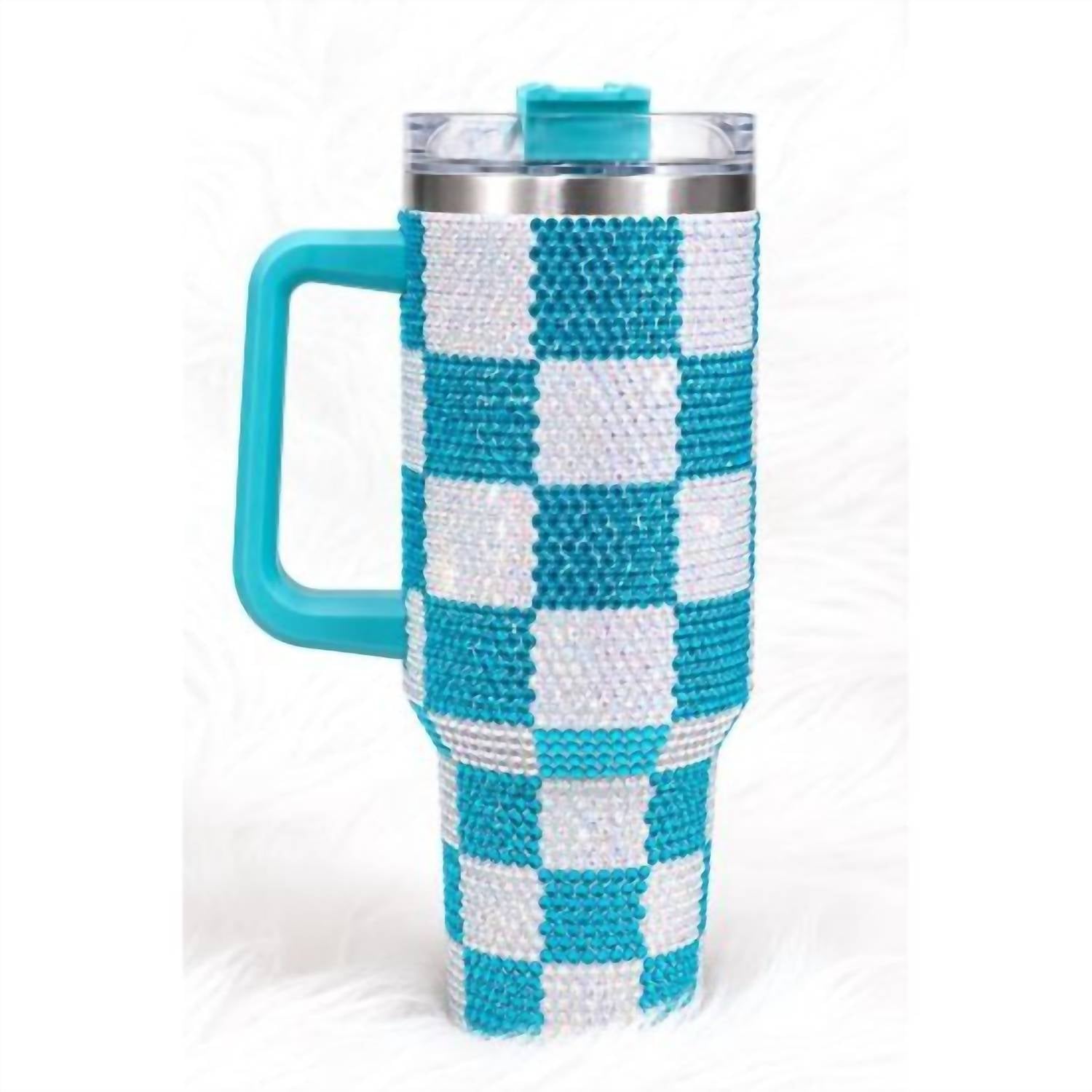 Sophia Collection - 40 Oz Checkered Rhinestone Tumbler