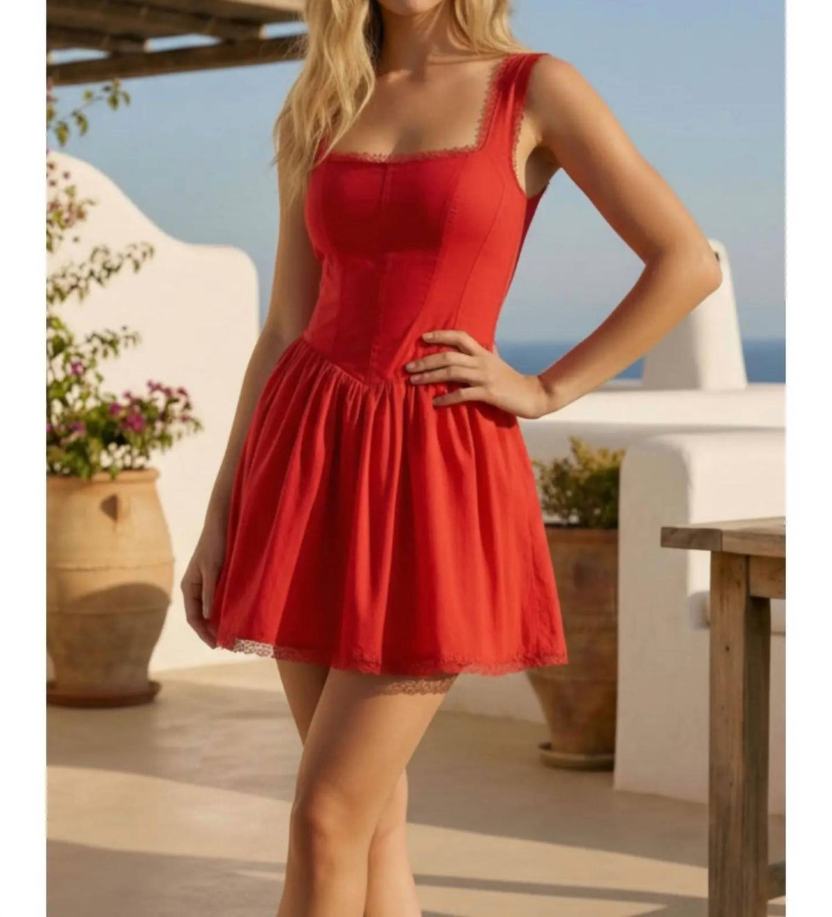 Klesis - Ciara Lace Edge Corset Flared Mini Dress
