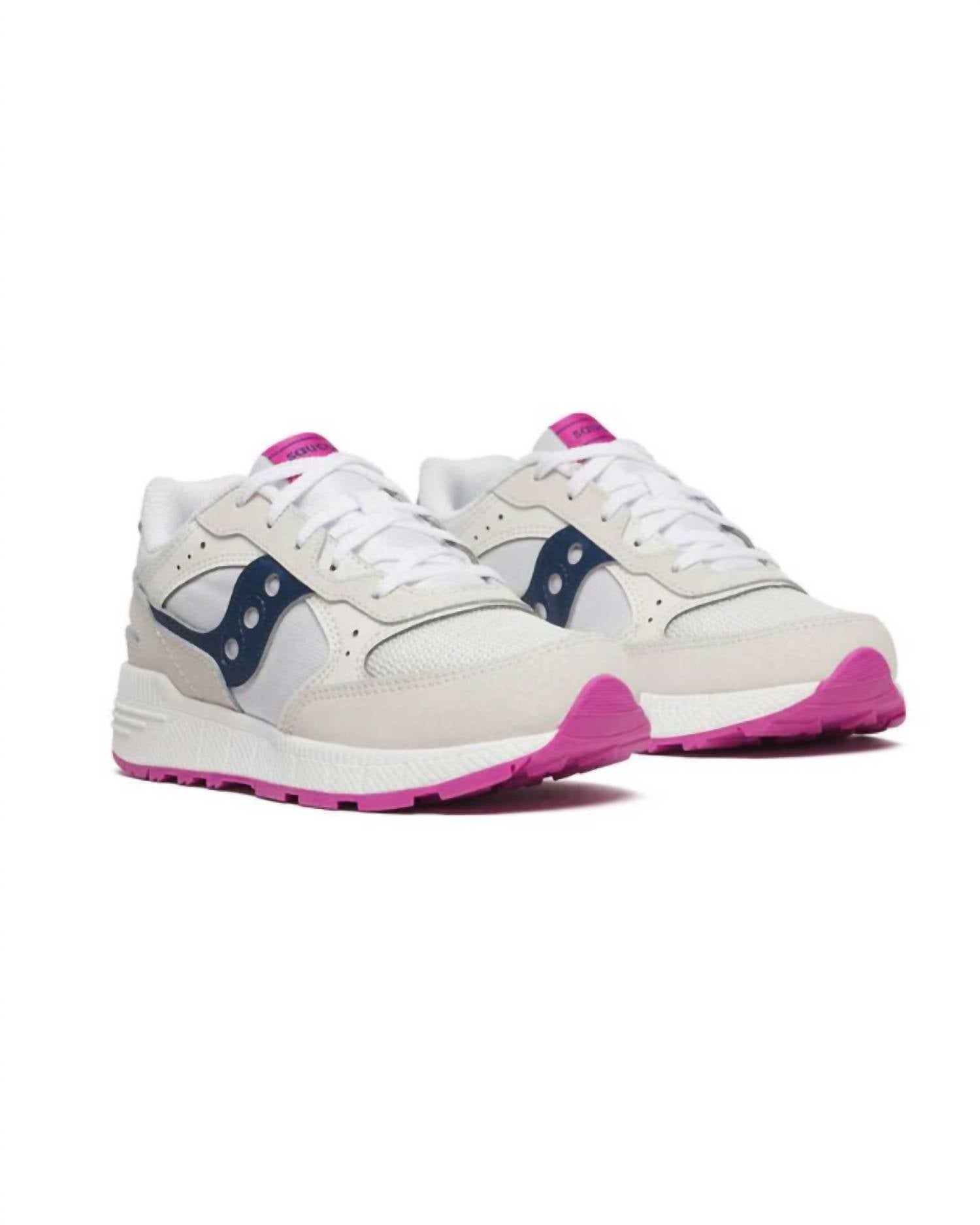 SAUCONY Kid's Eclipse Sneaker in white navy pink - kids' sneaker