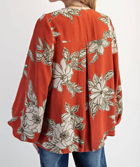 Easel - Printed V Neck Loose Fit Top