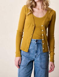 Marea Pointelle Cardigan in chartreuse - women's cardigan