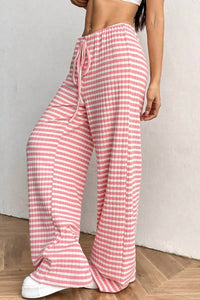 Ninexis - Summer Striped Wide Leg Drawstring Pants