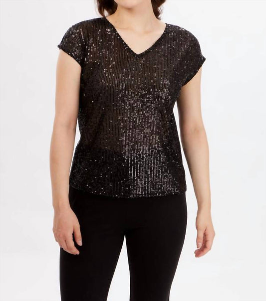 Knit Sequin Short Sleeve Top