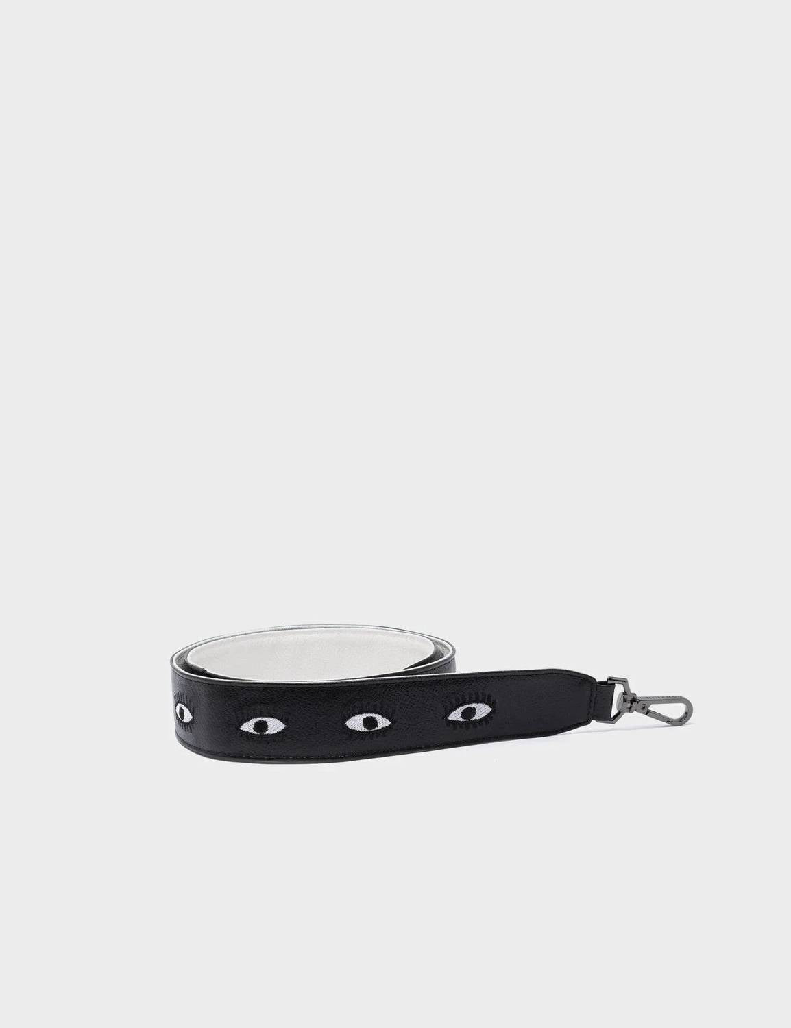 Min & Mon - Embroidered Eyes Leather Shoulder Strap