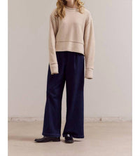 Grade & Gather - Rolled Edge Detail Long Sleeve Top