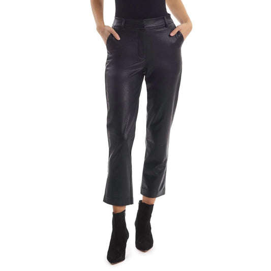 FAUX LEATHER CROPPED TROUSERS