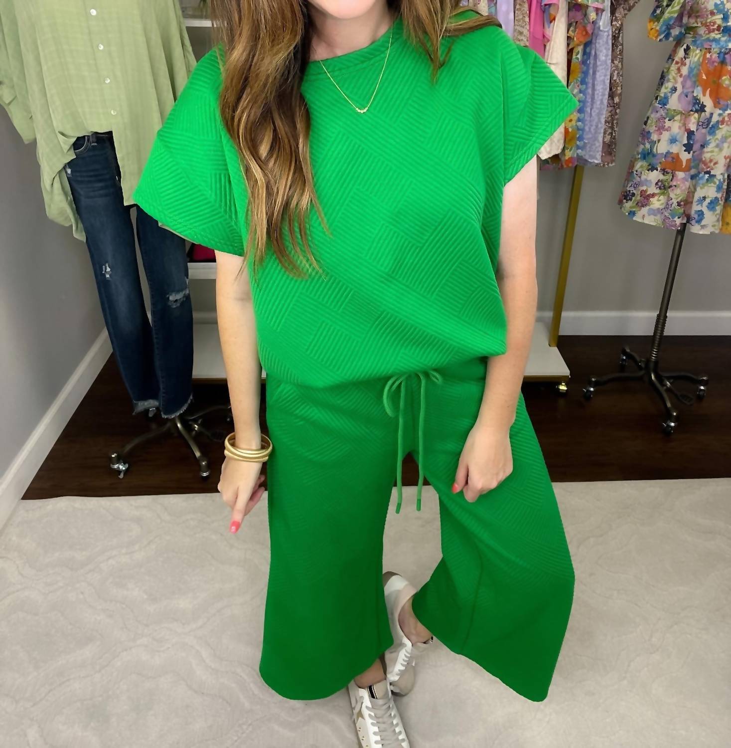 SEE AND BE SEEN Call My Jet Textured Pants in green - women's pants - view 4