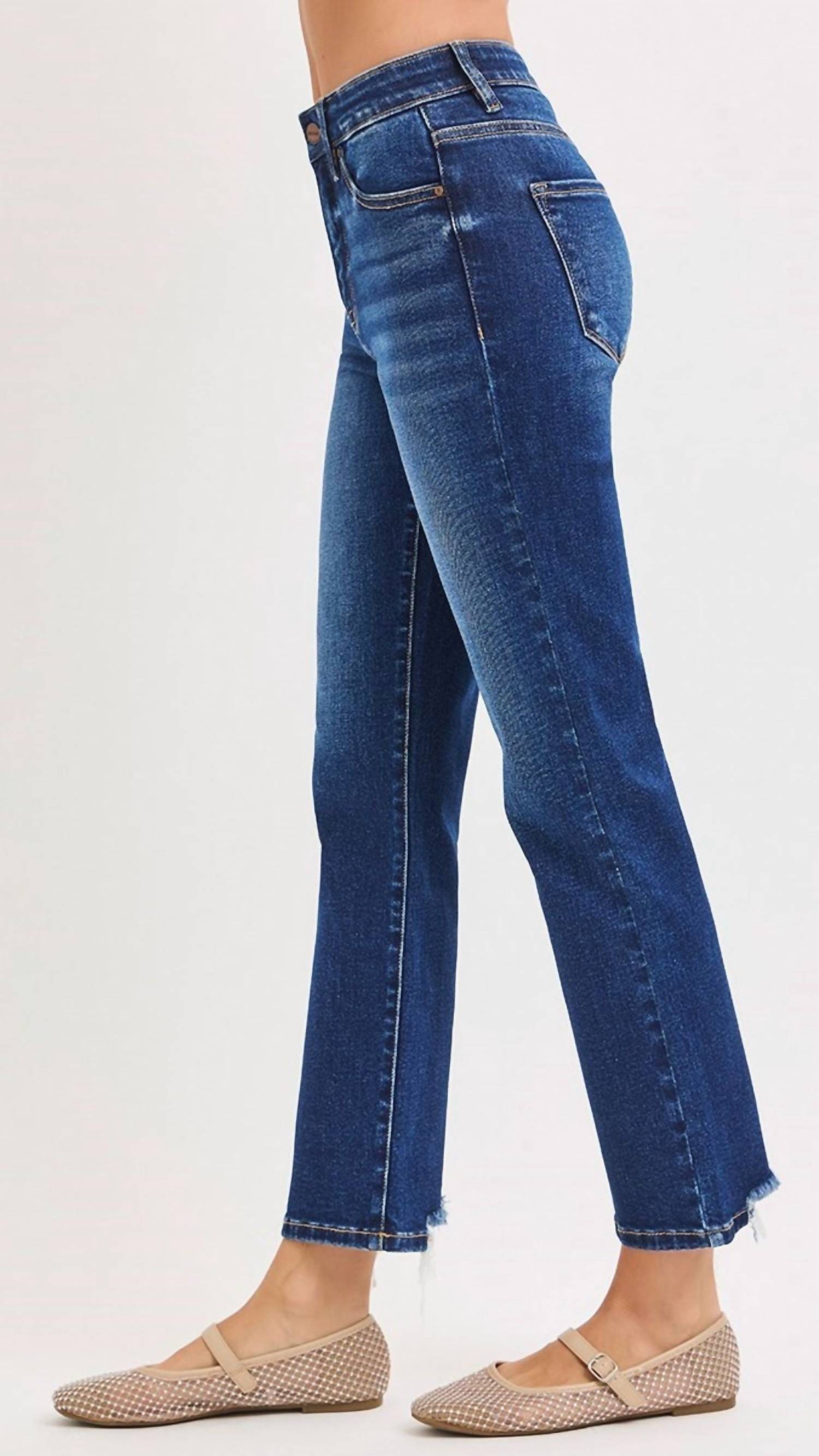 Risen - High Rise Tummy Control Crop Jeans