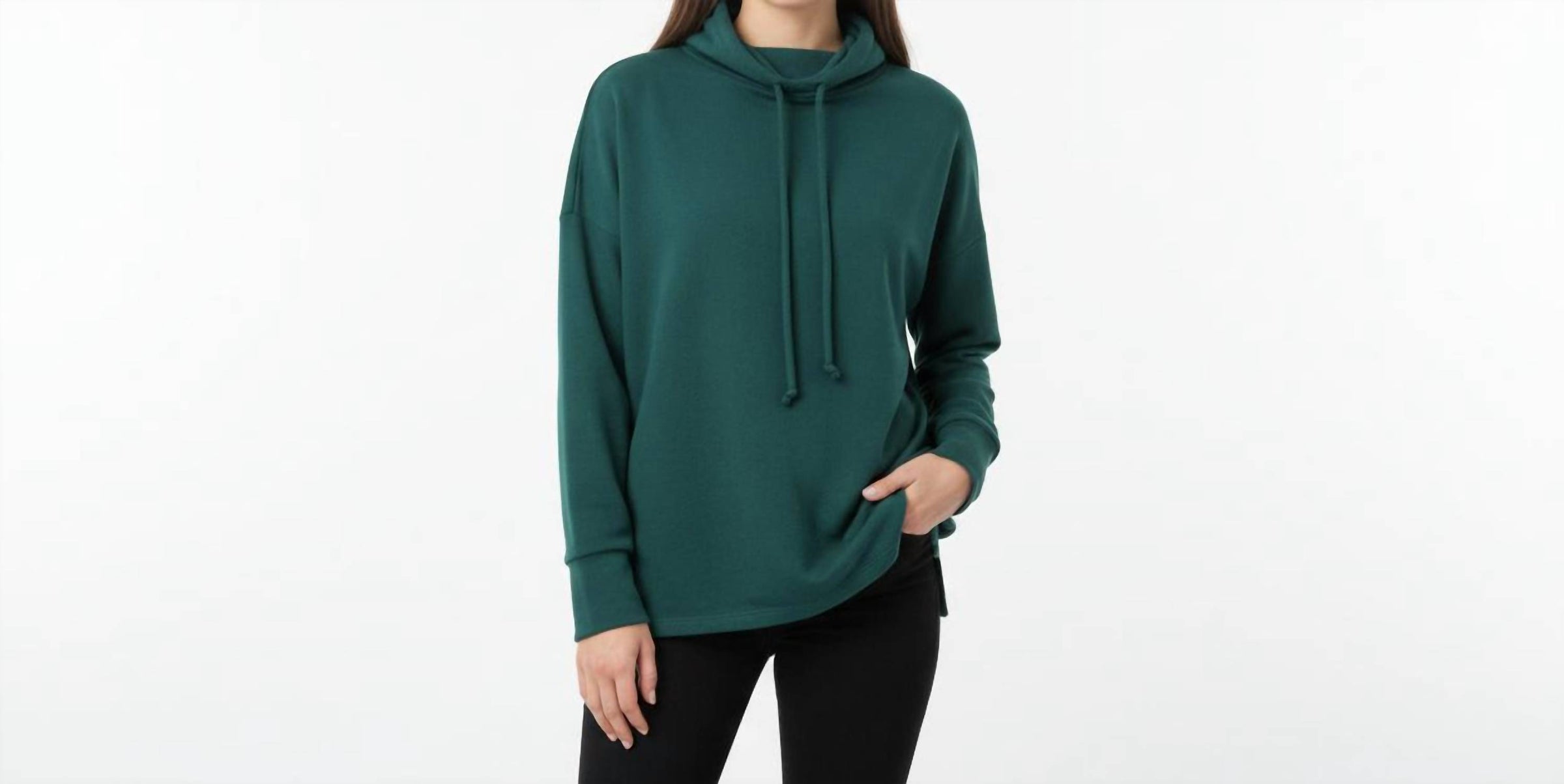 Staccato - Drawstring Neck Long Sleeve Soft Top