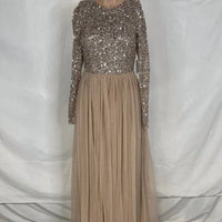 Maya Deluxe - Women’s Sequinned Long Sleeve Maxi Dress