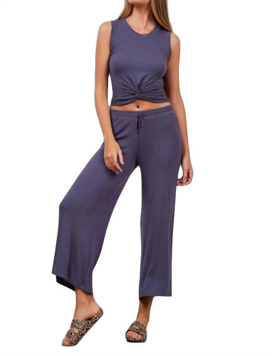 SHIRRED BACK CROP CULOTTE PANT