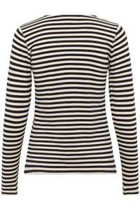 Part Two Nemajas Long Sleeve Tee in whitecap grey dark navy - women's long sleeve top - detail view