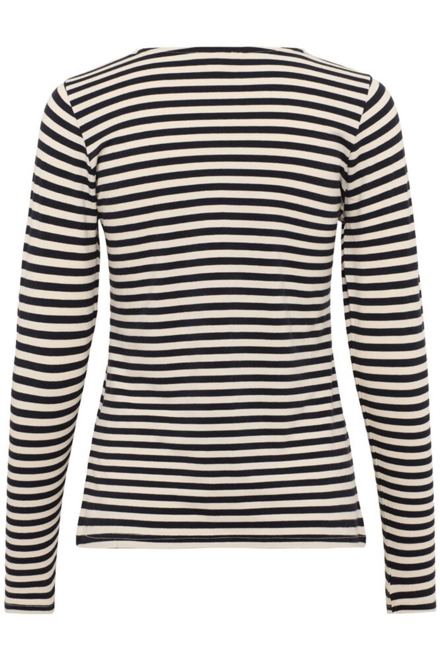 Part Two Nemajas Long Sleeve Tee in whitecap grey dark navy - women's long sleeve top - detail view