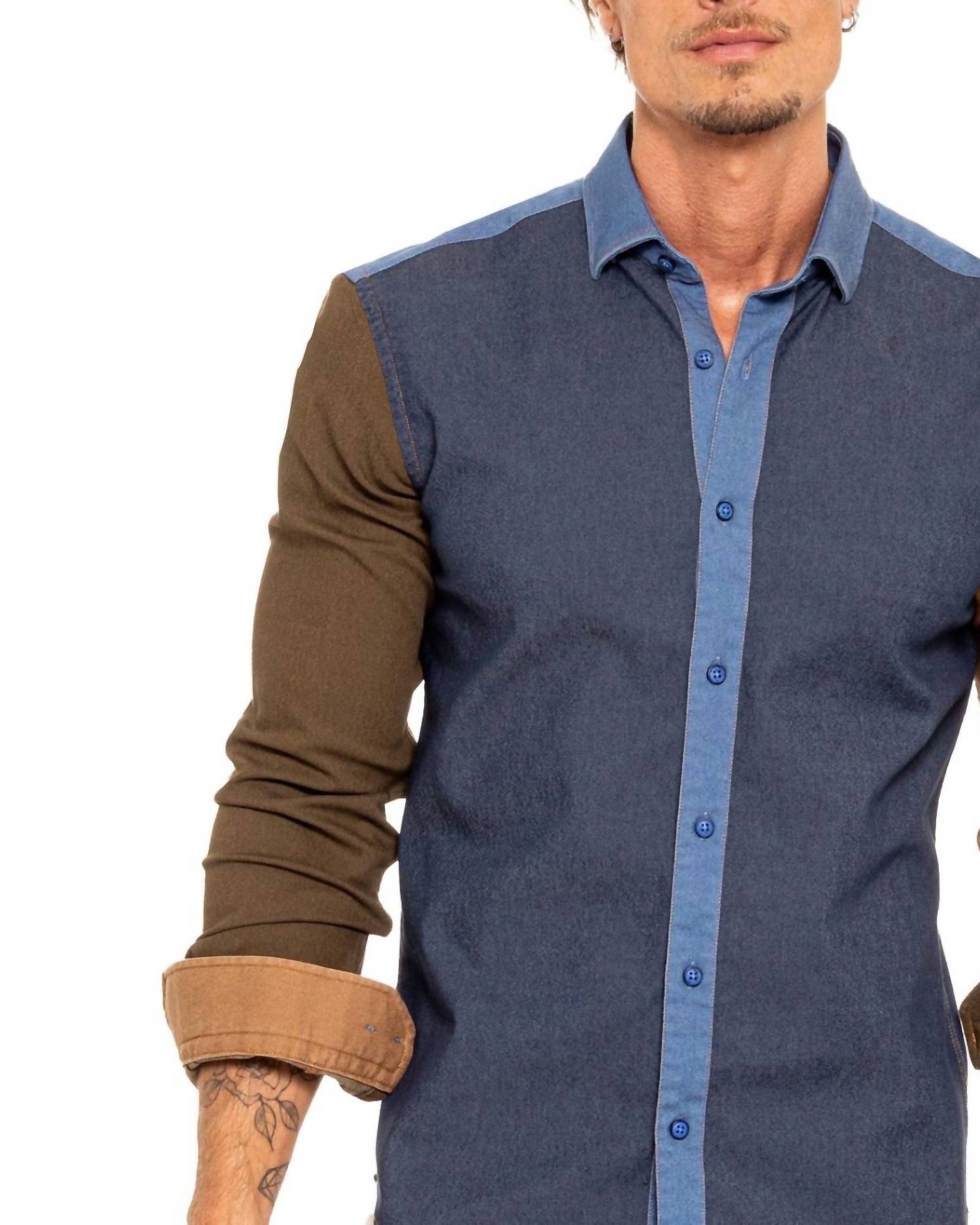 Eight X - Denim Sections Stretch Button Down Shirt