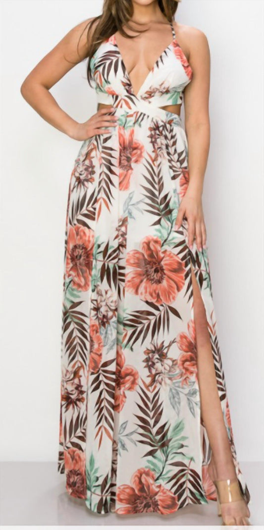 Miss Avenue - Chiffon Cut Out Waist Maxi Dress