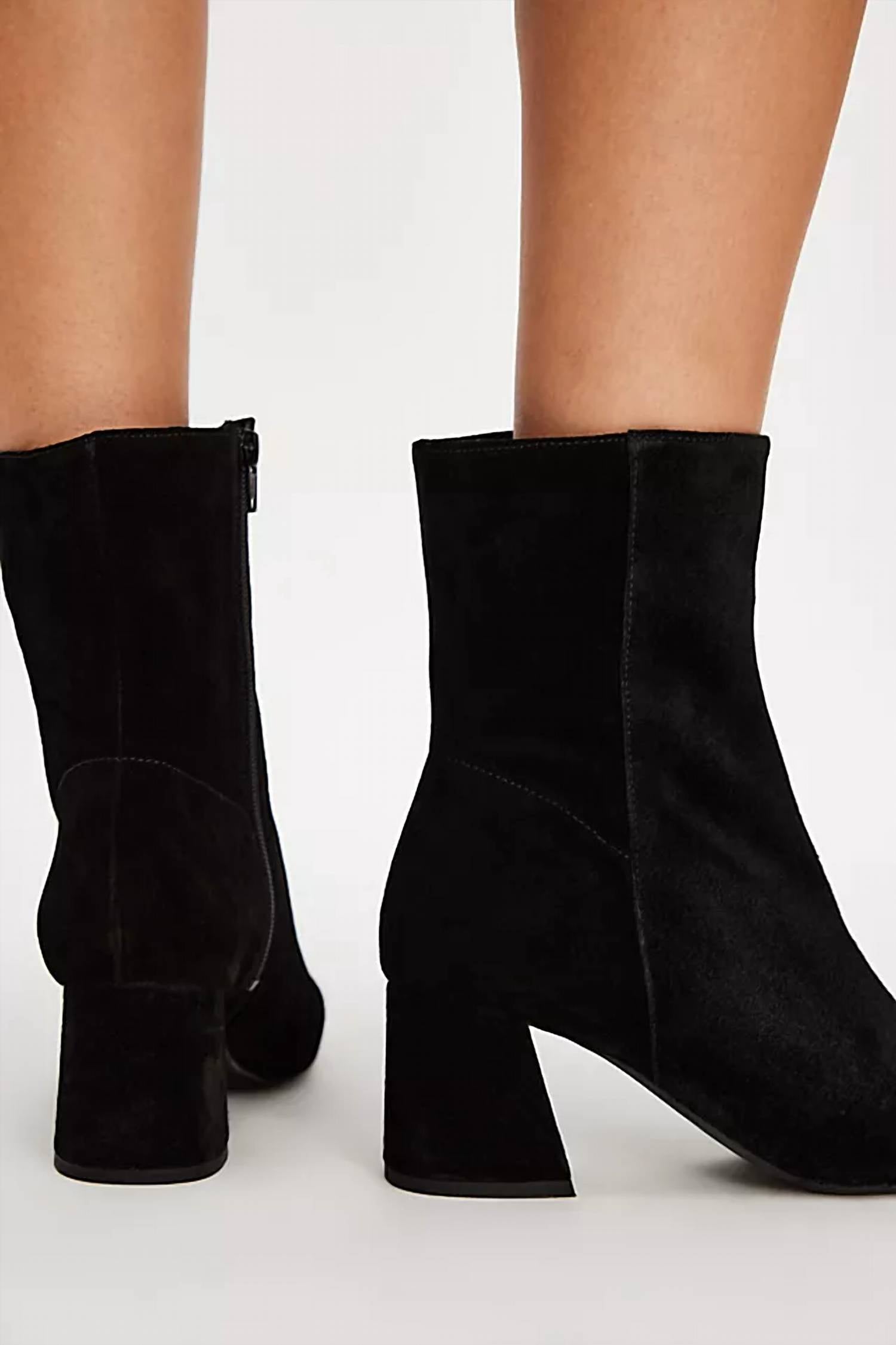 Free People Wisteria Suede Ankle Boot in black - women's shoe - detail view