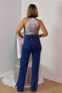 Lizette Collection - Fancy Metallic Lines Denim