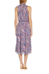 Adrianna Papell - Halter Neck Sleeveless Blouson Chiffon Dress