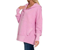 Zenana - Half Button Hoodie