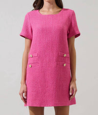 SUGARLIPS Amélie Tweed Mini Dress in fuchsia - women's dress - view 4