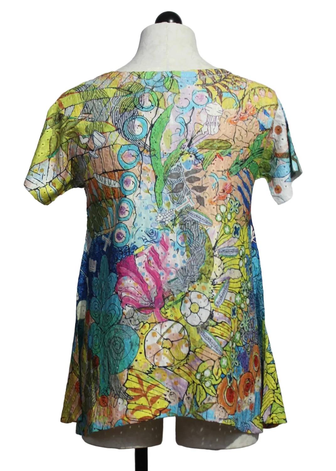 Inoah - Women's Short Sleeve Crew Neck A Line Top