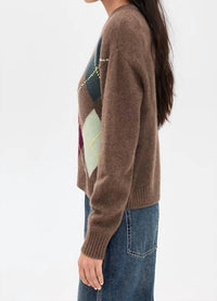 White + Warren - Cashmere Argyle Crewneck Sweater
