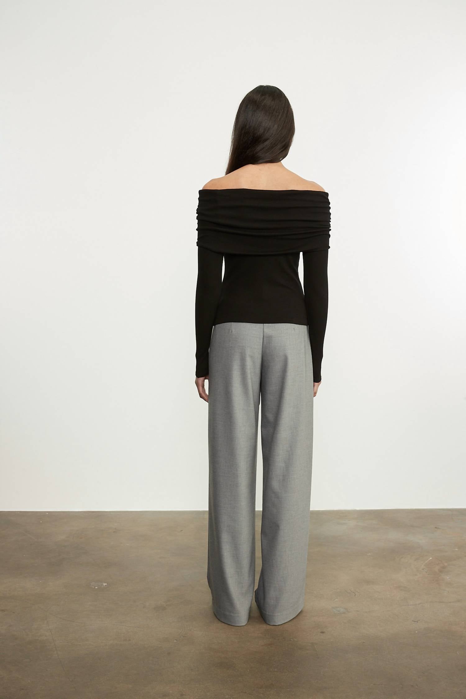 Enza Costa - SILK RIB LONG SLEEVE OFF-SHOULDER TOP