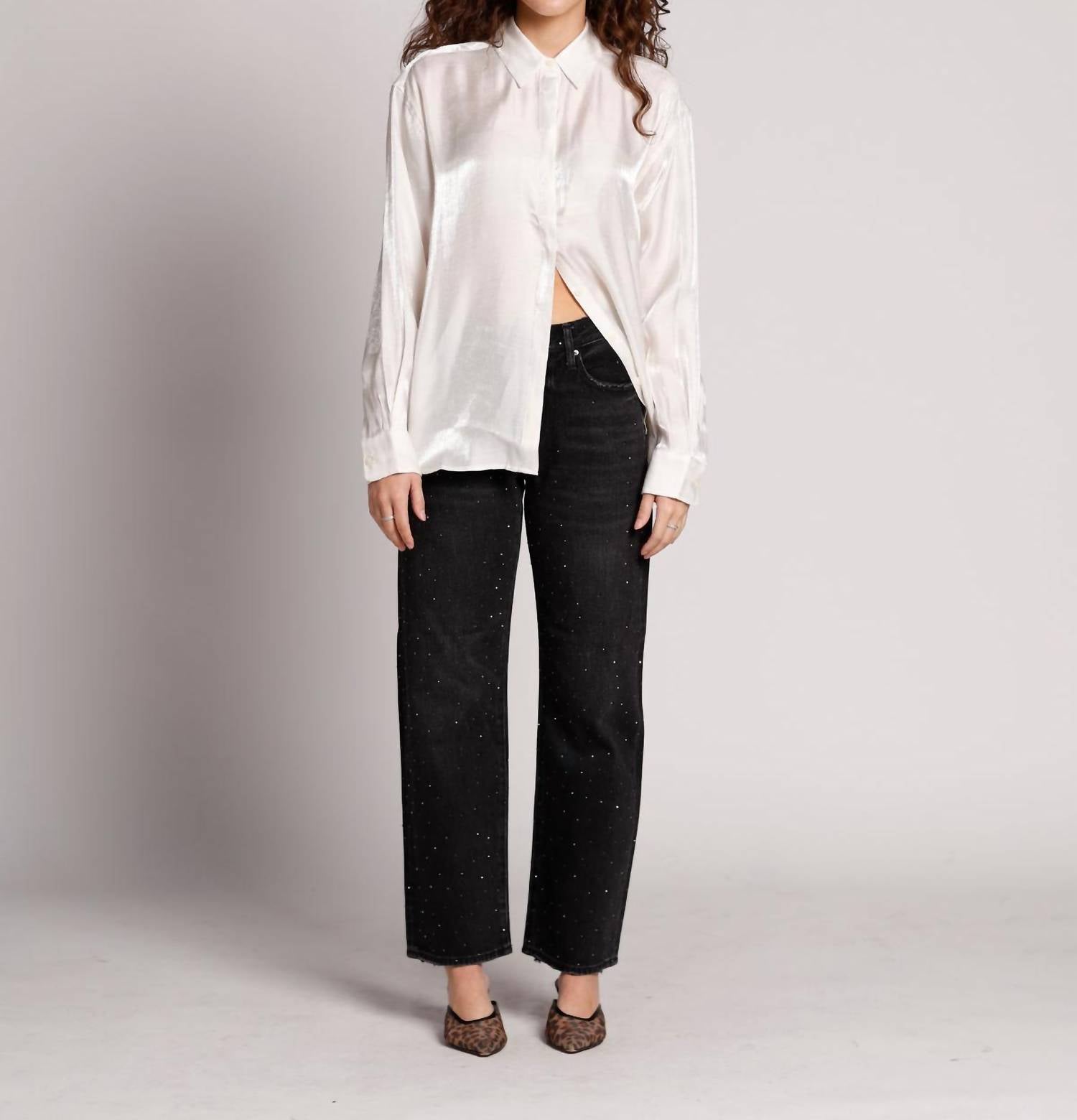 PISTOLA Tilda Long Sleeve Button Up Top in ecru - women's long sleeve top