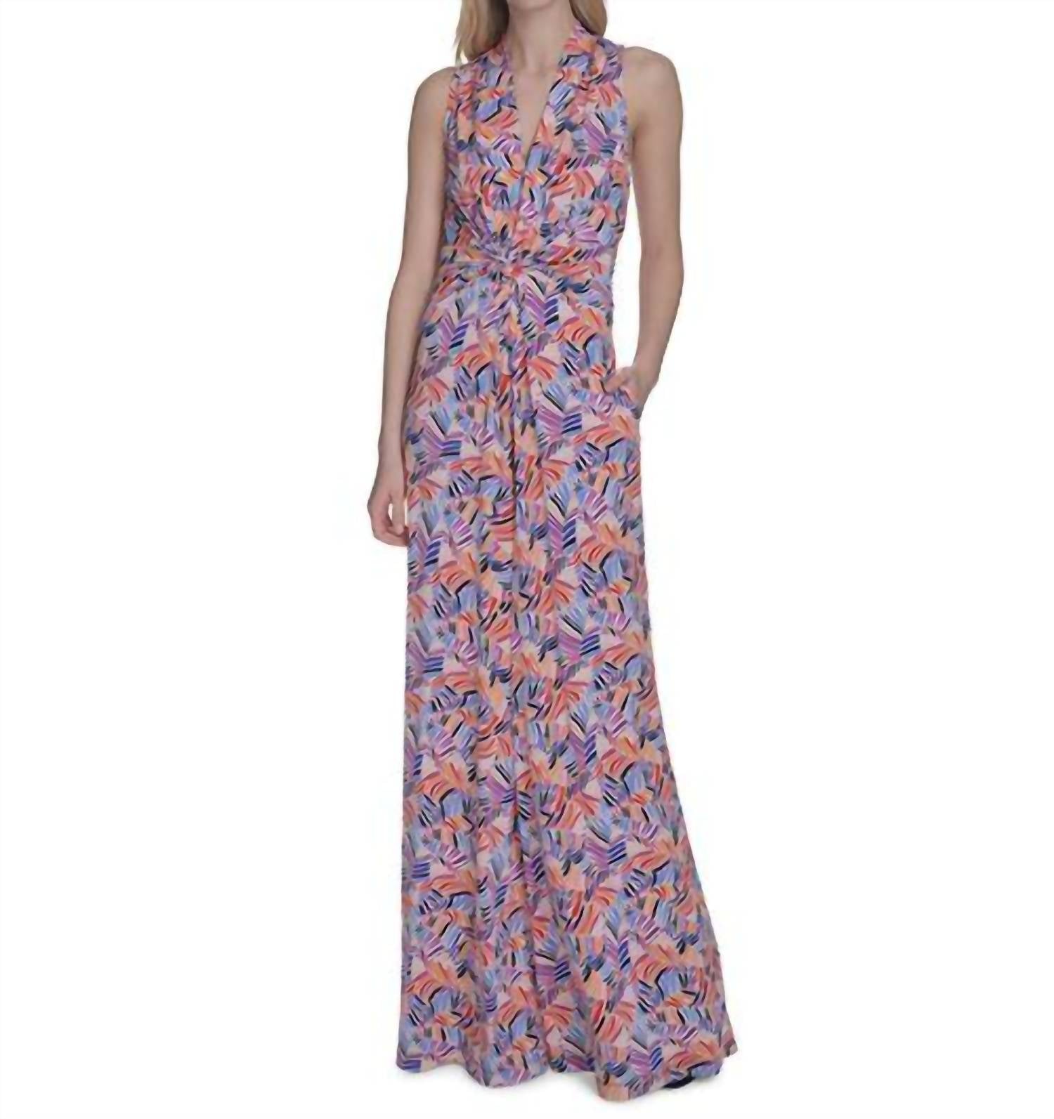 VINCE CAMUTO Women's Printed Halter Neck Dress in purple - women's dress