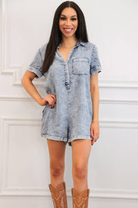 Day + Moon - Every Day Casual Washed Denim Romper