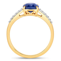Diana M Jewels Women's Cushion Natural Sapphire Fashion Ring (2.54 Ct) - Signature in 18k yellow gold - women's jewelry - detail view