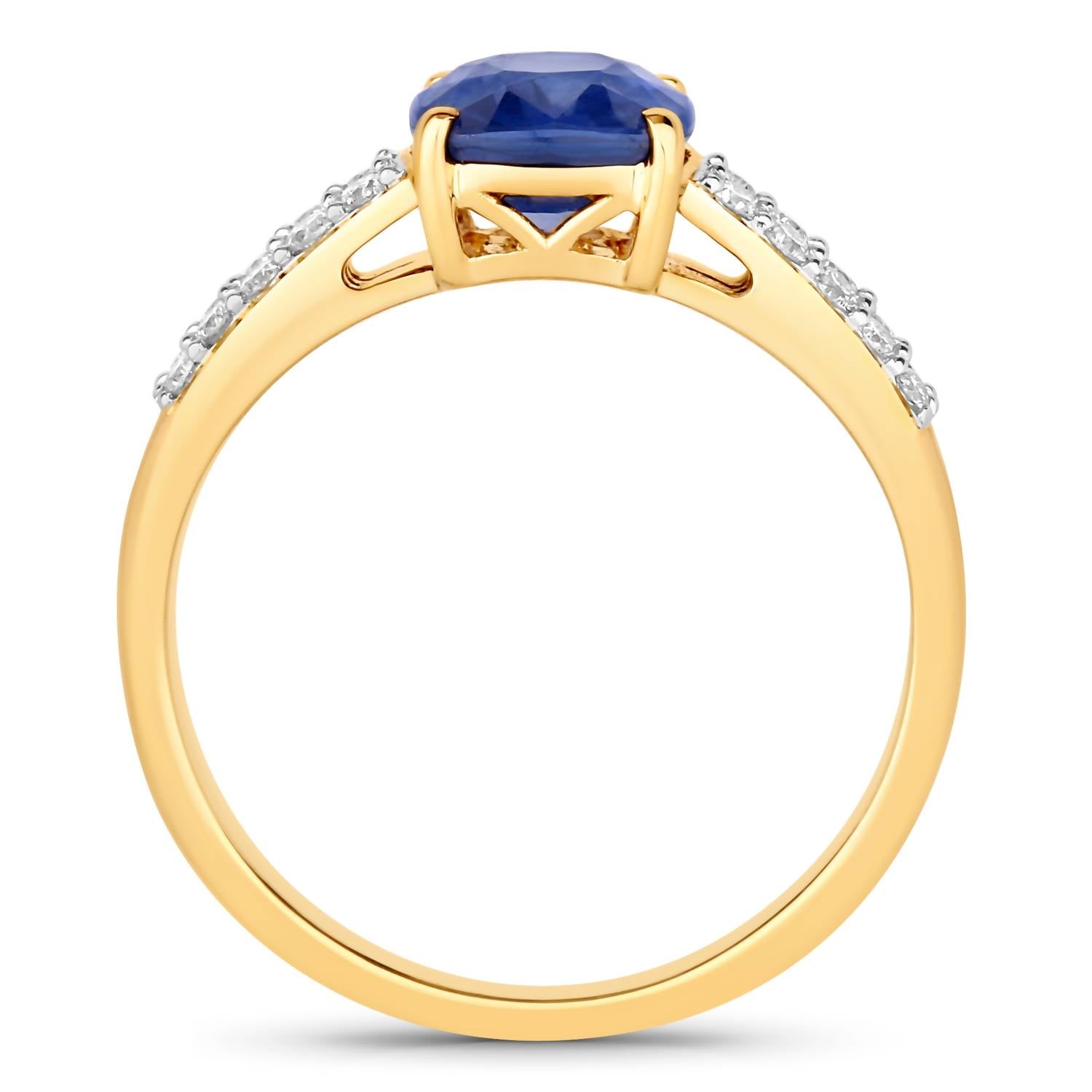 Diana M Jewels Women's Cushion Natural Sapphire Fashion Ring (2.54 Ct) - Signature in 18k yellow gold - women's jewelry - detail view