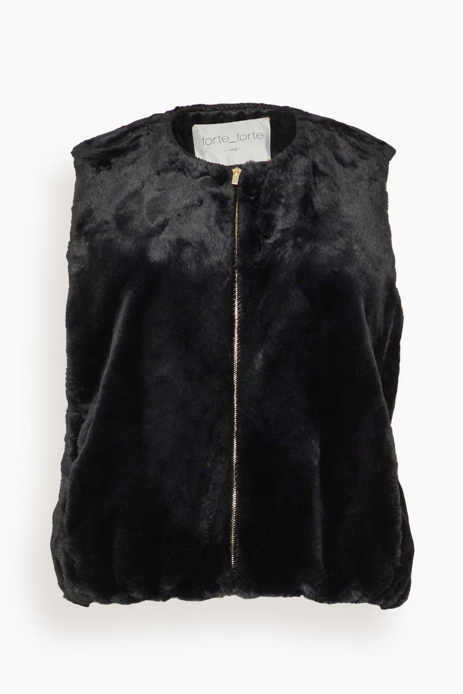forte forte Eco Fur Vest in noir 1 - women's jacket - view 4