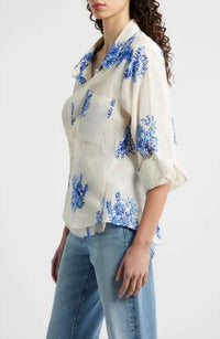 Cissa - Embroidered Asymmetric Button-up Overshirt